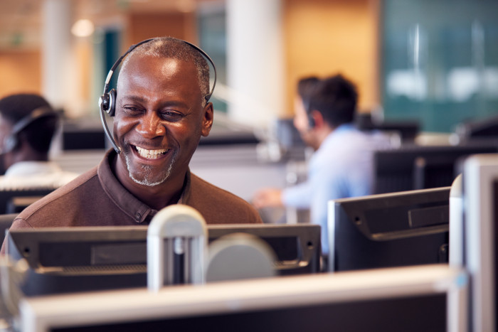 Colleague happily taking a call