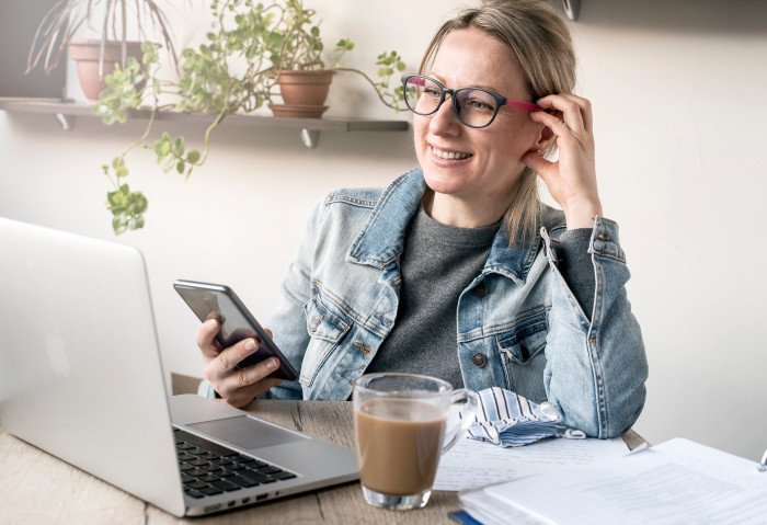 Woman on laptop at home