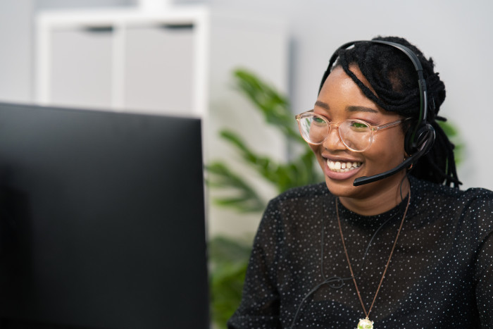 Colleague talking on a video call